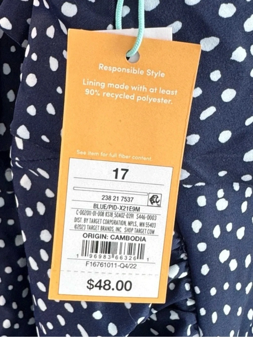 NWT Kona Sol Navy Blue Polka Dot Ruffle One-Piece Swimsuit